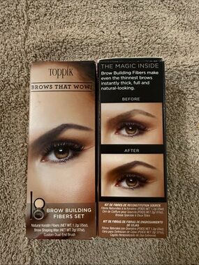 Toppik Brow Building Fibers Set - dark brown lot of 2